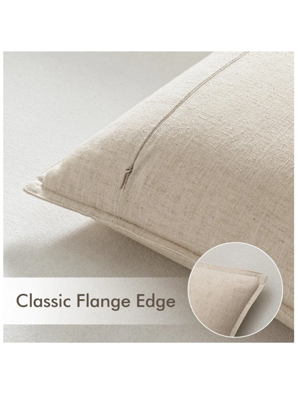Decorative Linen Throw Pillow Covers SQUARE 22x22” (2-pack) BEIGE